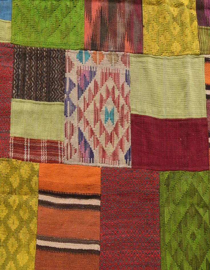 Detail image of 5' 7 x 8' 2  Hand Woven Kilim Patchwork Wool Rug