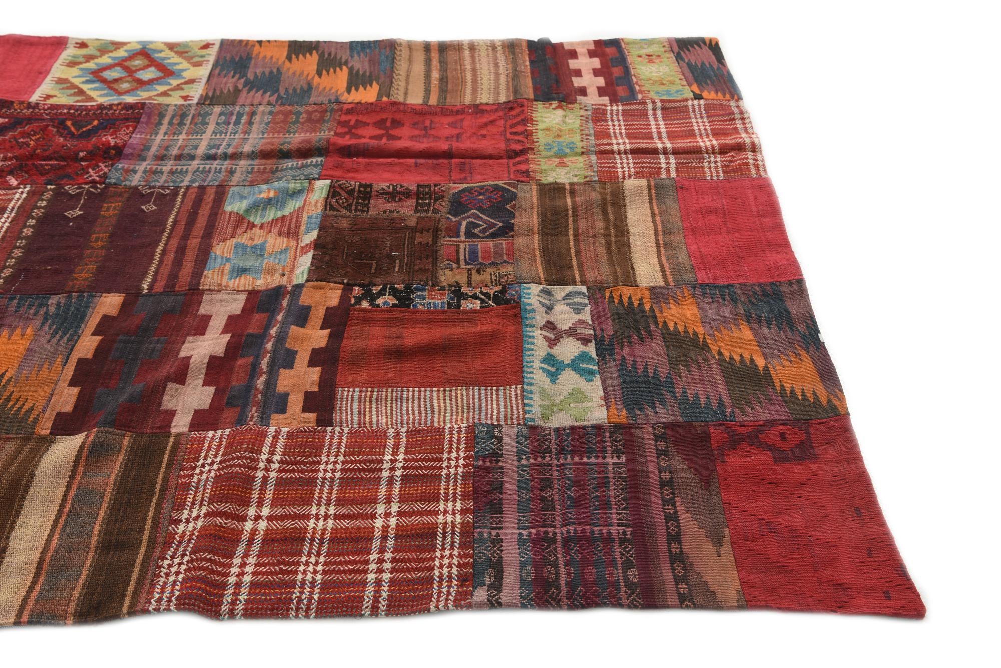 5' 6 x 8' Hand Woven Kilim Patchwork Wool Rug