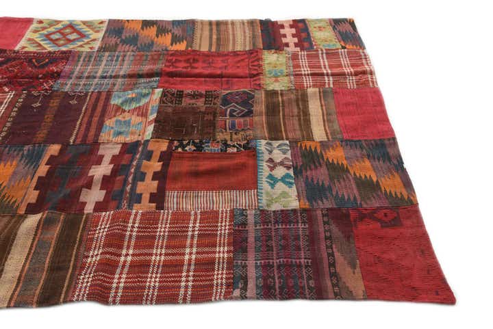 5' 6 x 8' Hand Woven Kilim Patchwork Wool Rug
