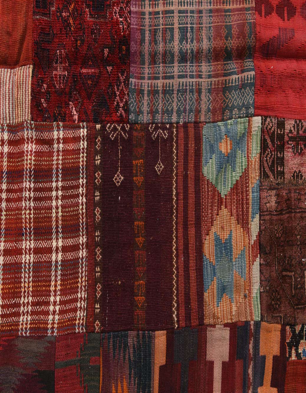 Detail image of 5' 6 x 8'  Hand Woven Unique Loom Kilim Patchwork Wool Rug