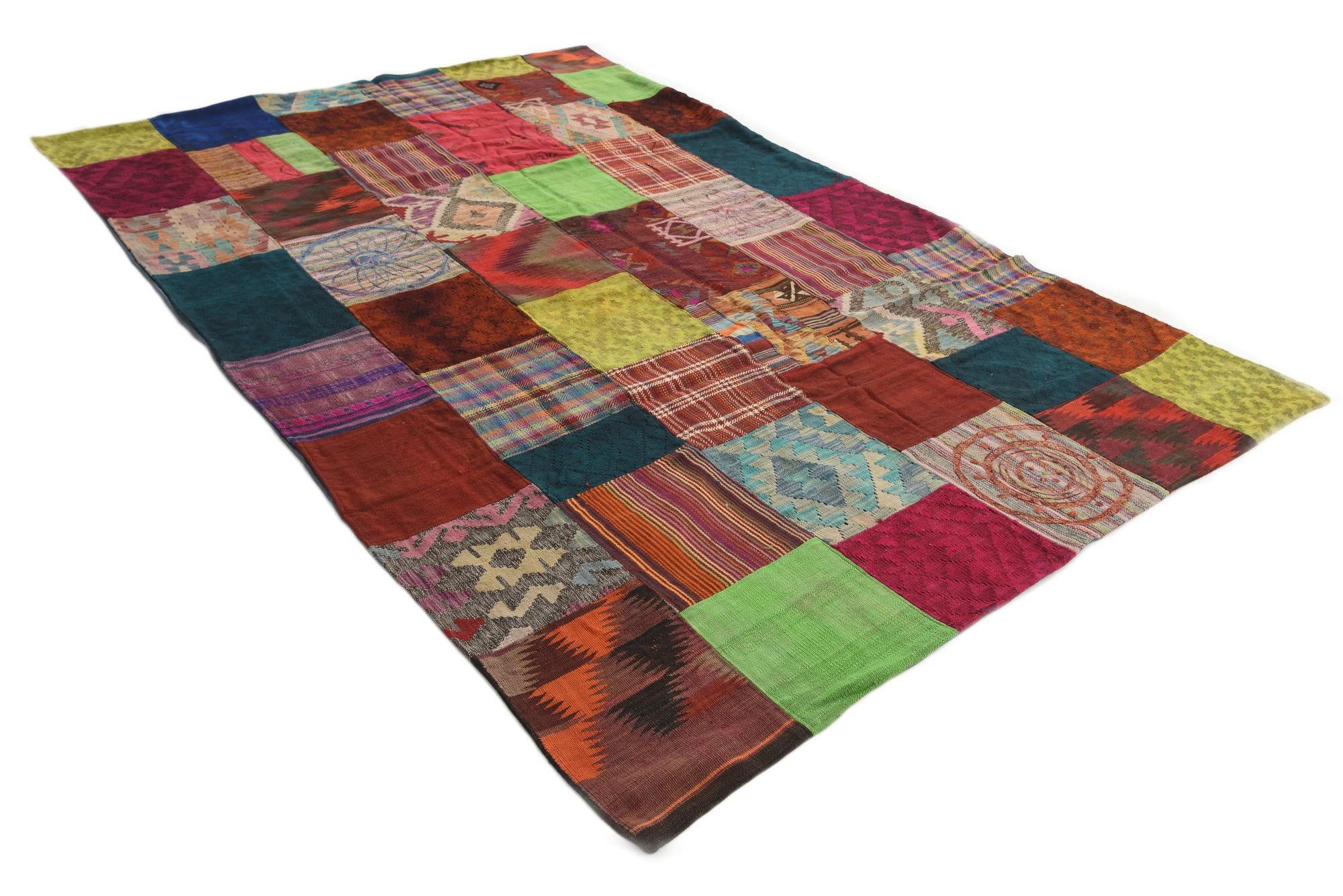 6' 6 x 9' 10 Hand Woven Kilim Patchwork Wool Rug