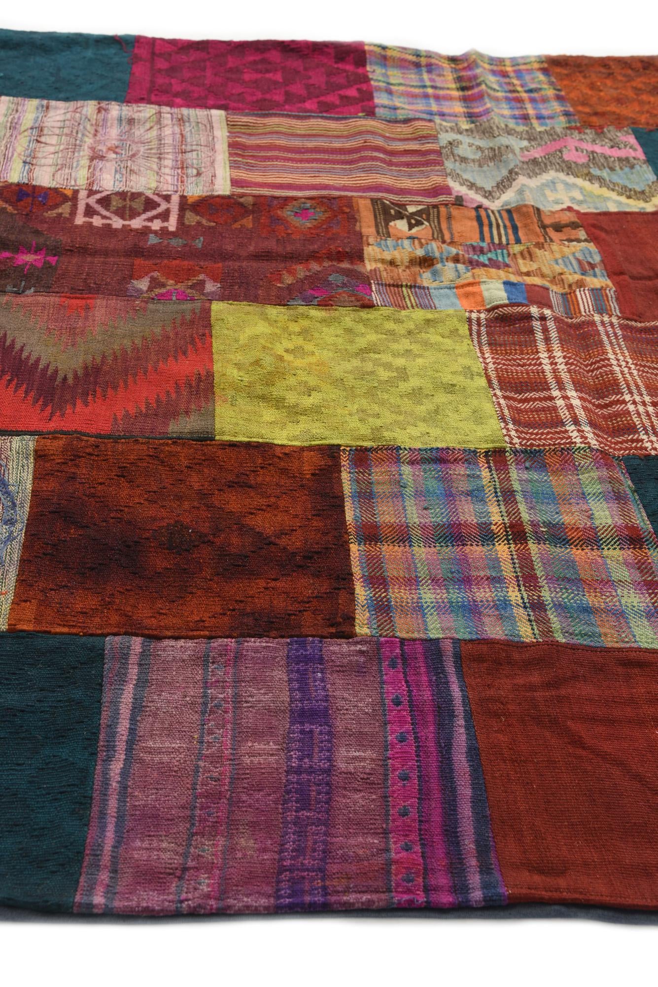 6' 6 x 9' 10 Hand Woven Kilim Patchwork Wool Rug