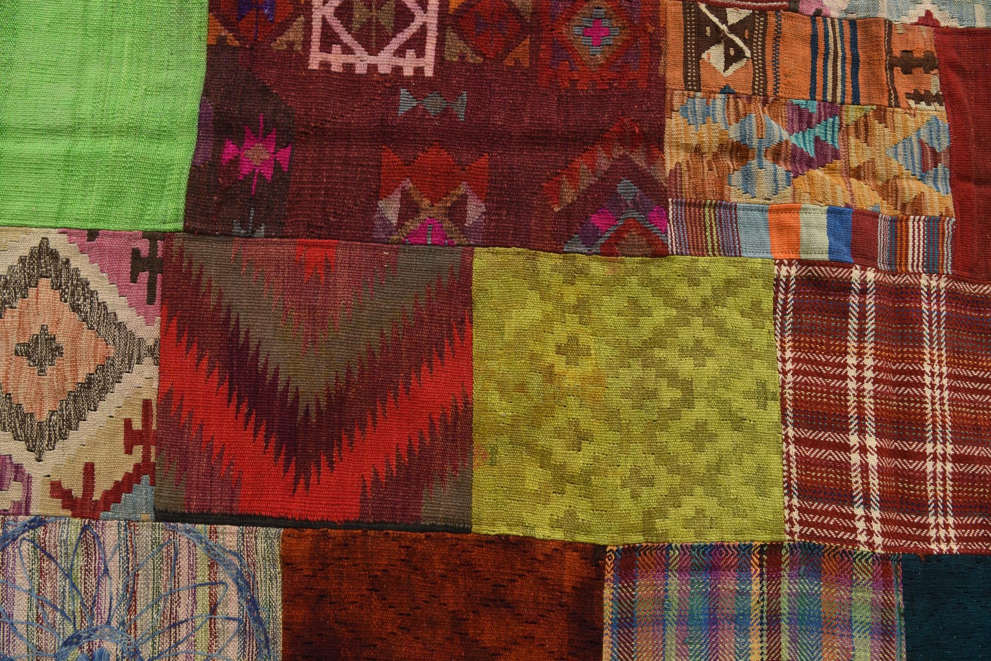 6' 6 x 9' 10 Hand Woven Kilim Patchwork Wool Rug