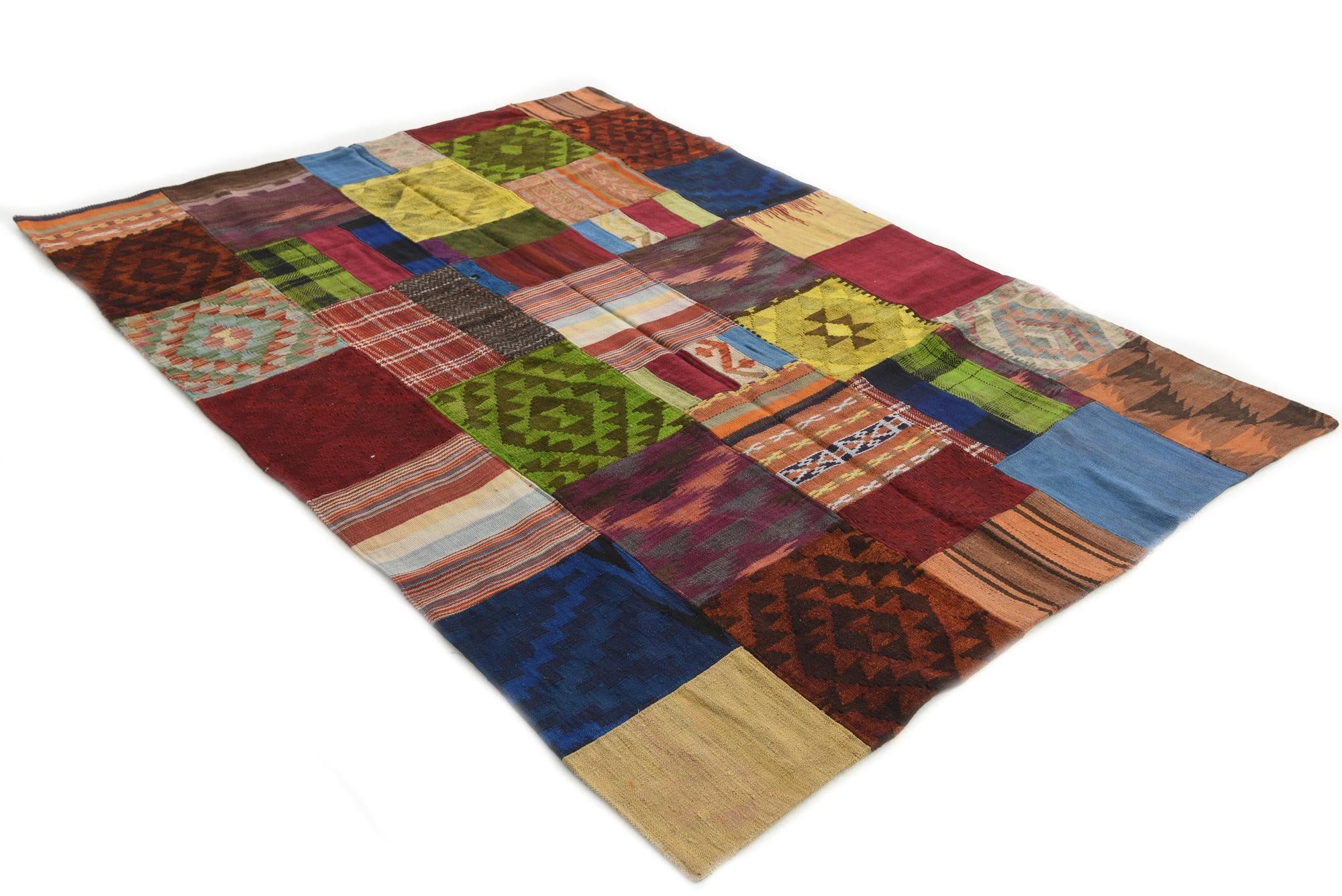 5' 8 x 8' Hand Woven Kilim Patchwork Wool Rug
