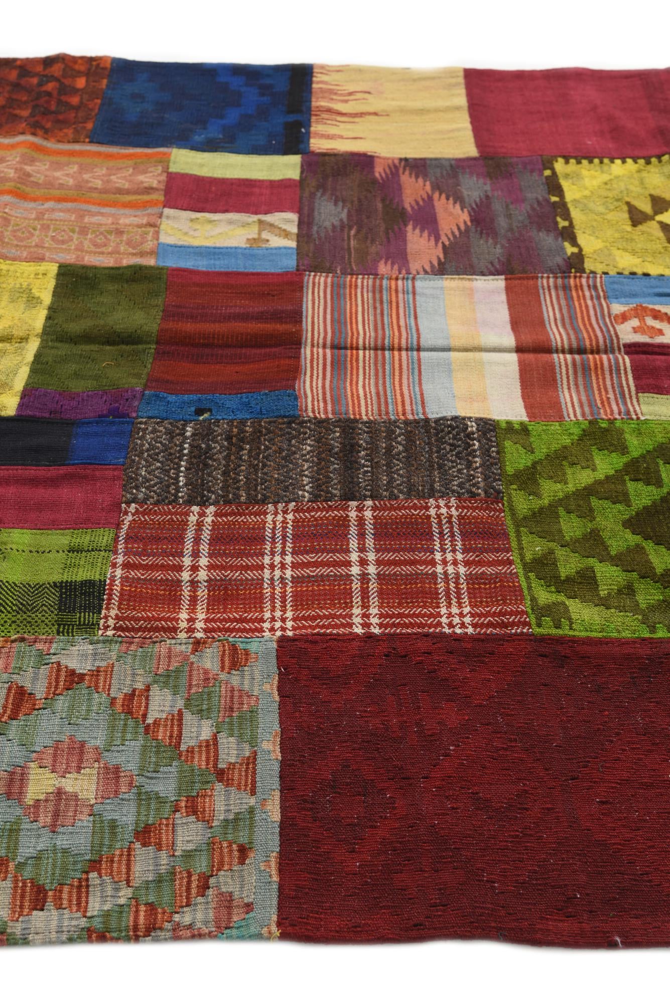 5' 8 x 8' Hand Woven Kilim Patchwork Wool Rug