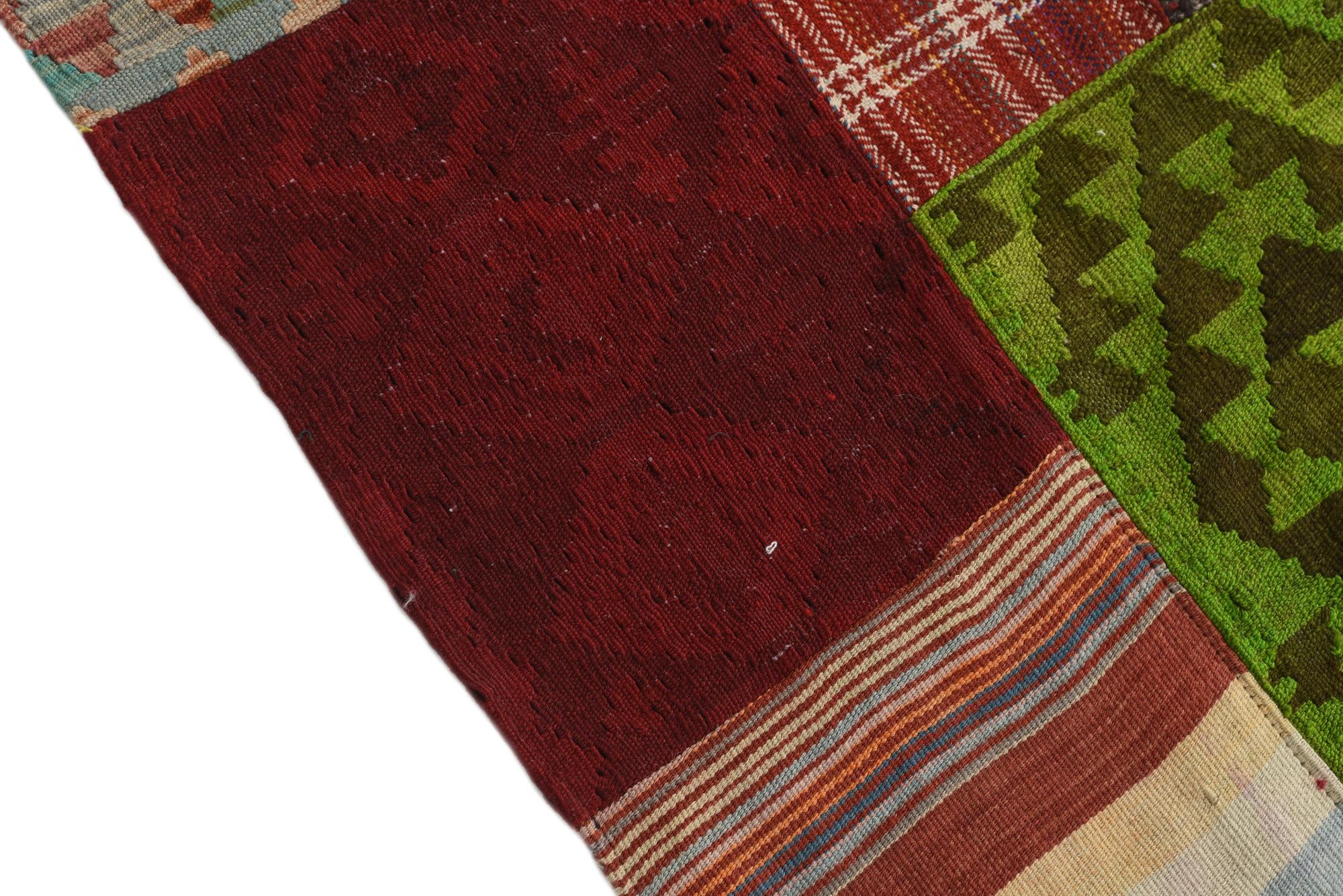 5' 8 x 8' Hand Woven Kilim Patchwork Wool Rug
