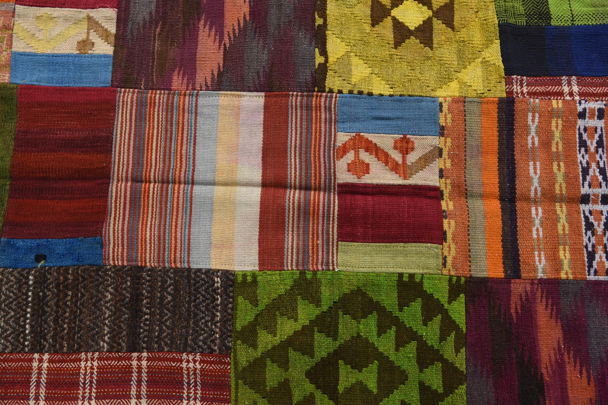 5' 8 x 8' Hand Woven Kilim Patchwork Wool Rug