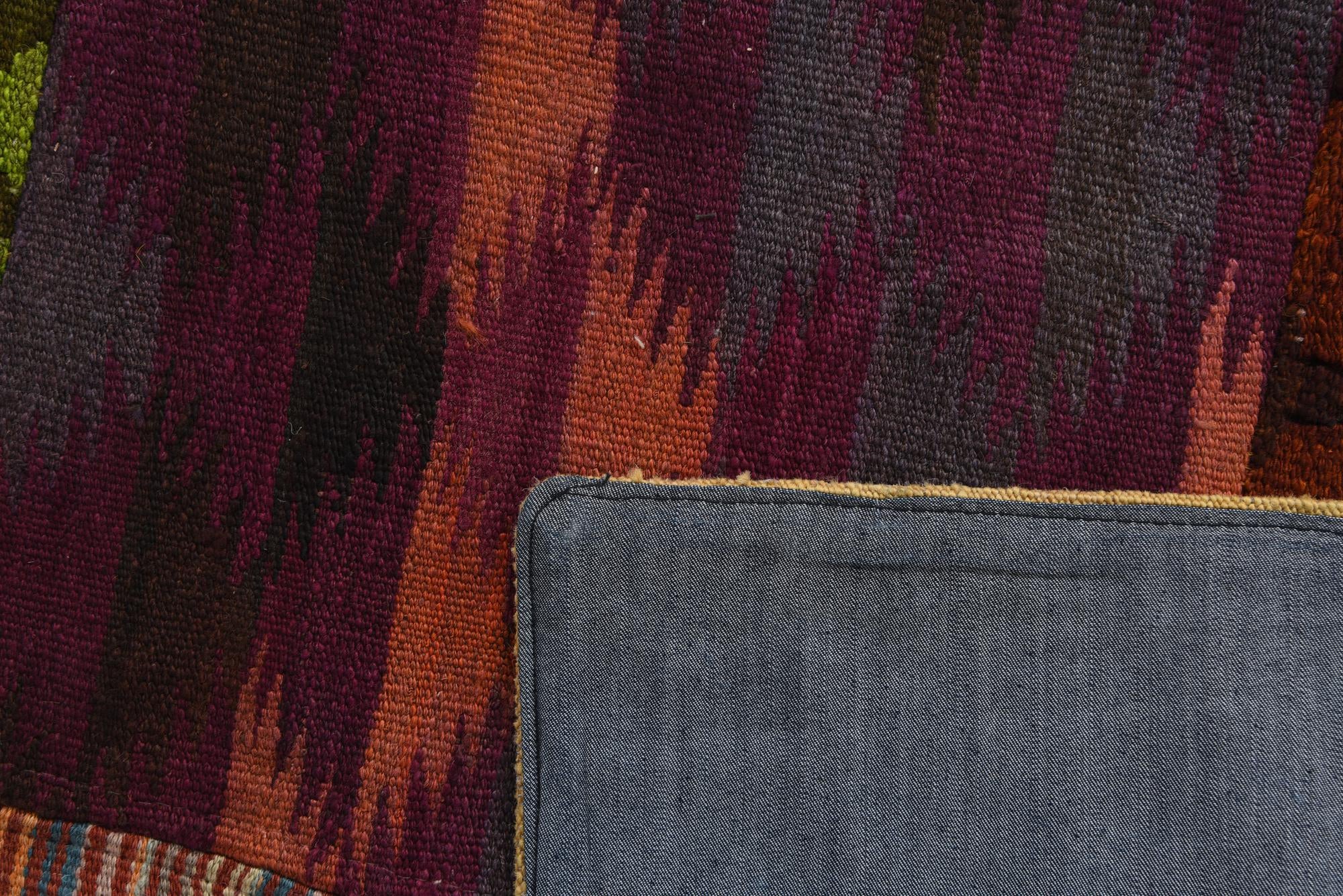 5' 8 x 8' Hand Woven Kilim Patchwork Wool Rug