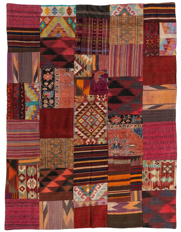 Detail image of 5' x 6' 6 Hand Woven Kilim Patchwork Wool Rug