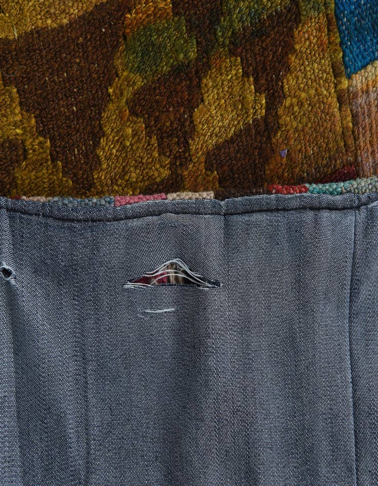 Detail image of 5' 7 x 7' 6  Hand Woven Kilim Patchwork Wool Rug