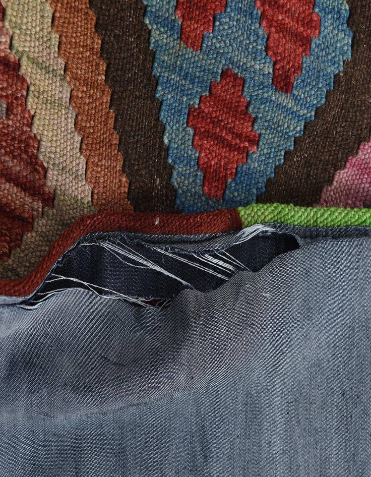 Detail image of 5' 7 x 7' 6  Hand Woven Kilim Patchwork Wool Rug