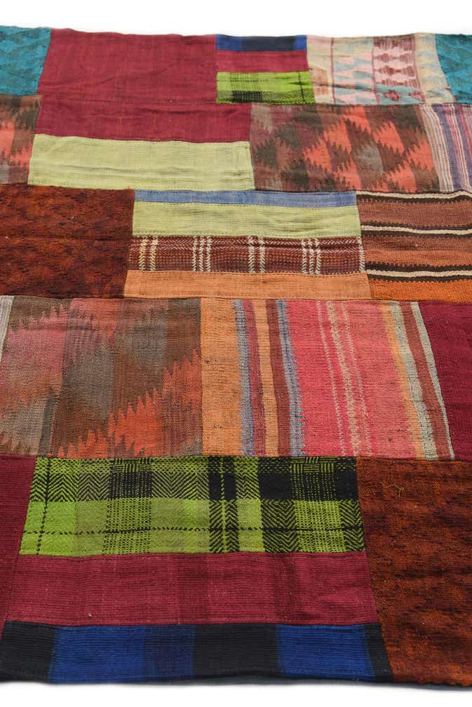 5' 7 x 8' Hand Woven Kilim Patchwork Wool Rug