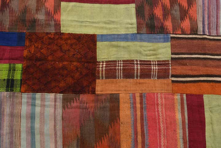 5' 7 x 8' Hand Woven Kilim Patchwork Wool Rug