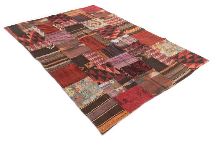 5' 5 x 8' Hand Woven Kilim Patchwork Wool Rug