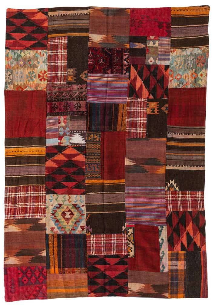 5' 5 x 8' Hand Woven Kilim Patchwork Wool Rug
