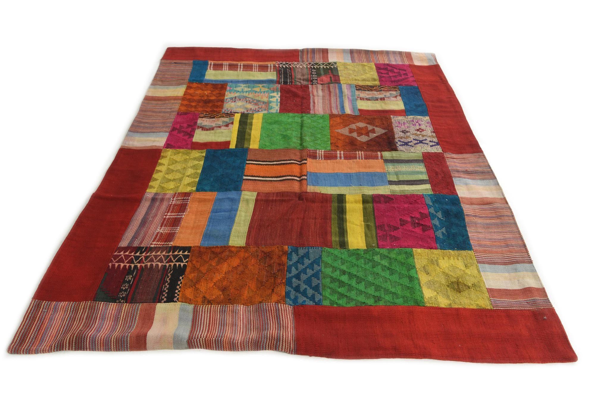 5' 8 x 8' Hand Woven Kilim Patchwork Wool Rug