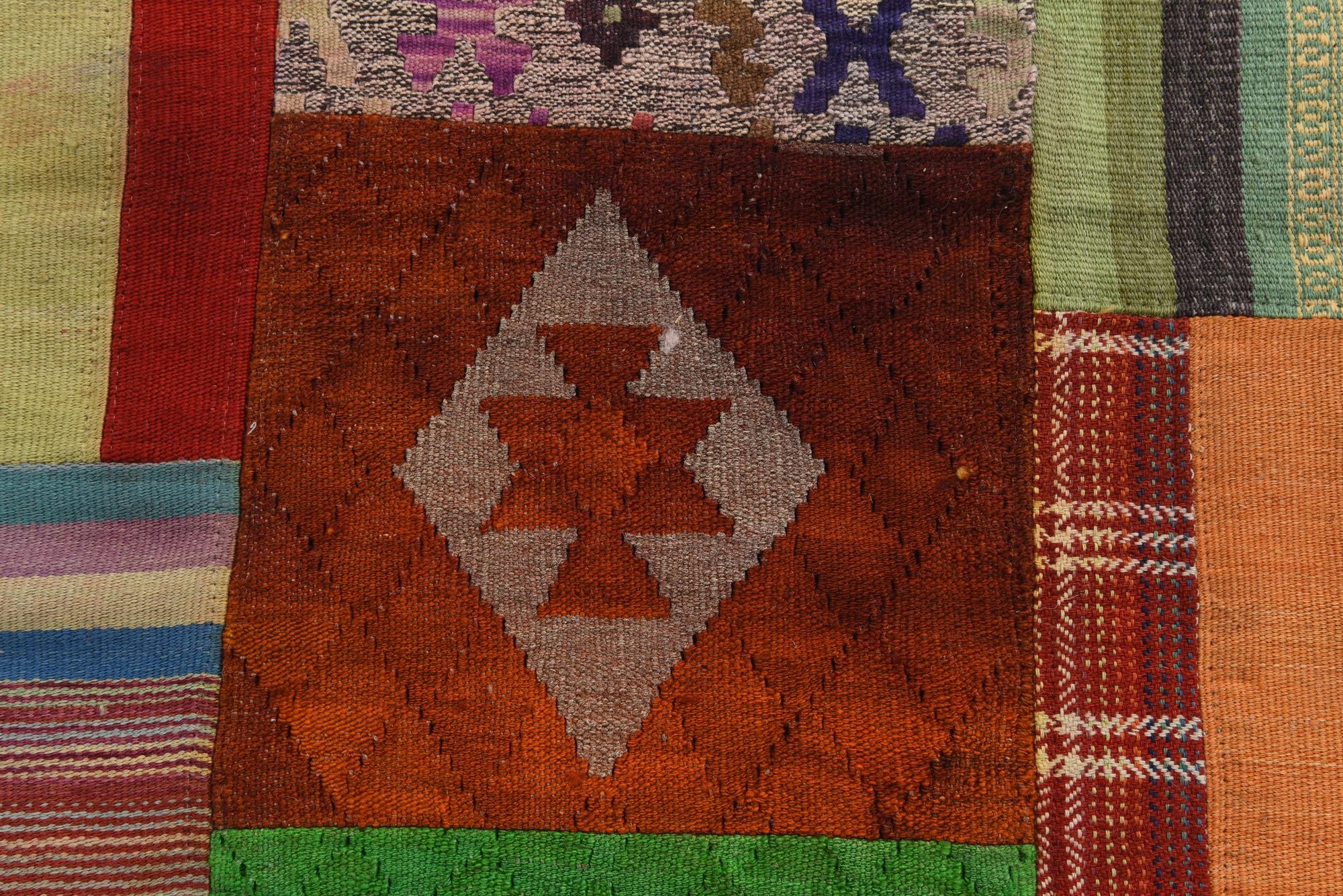 5' 8 x 8' Hand Woven Kilim Patchwork Wool Rug