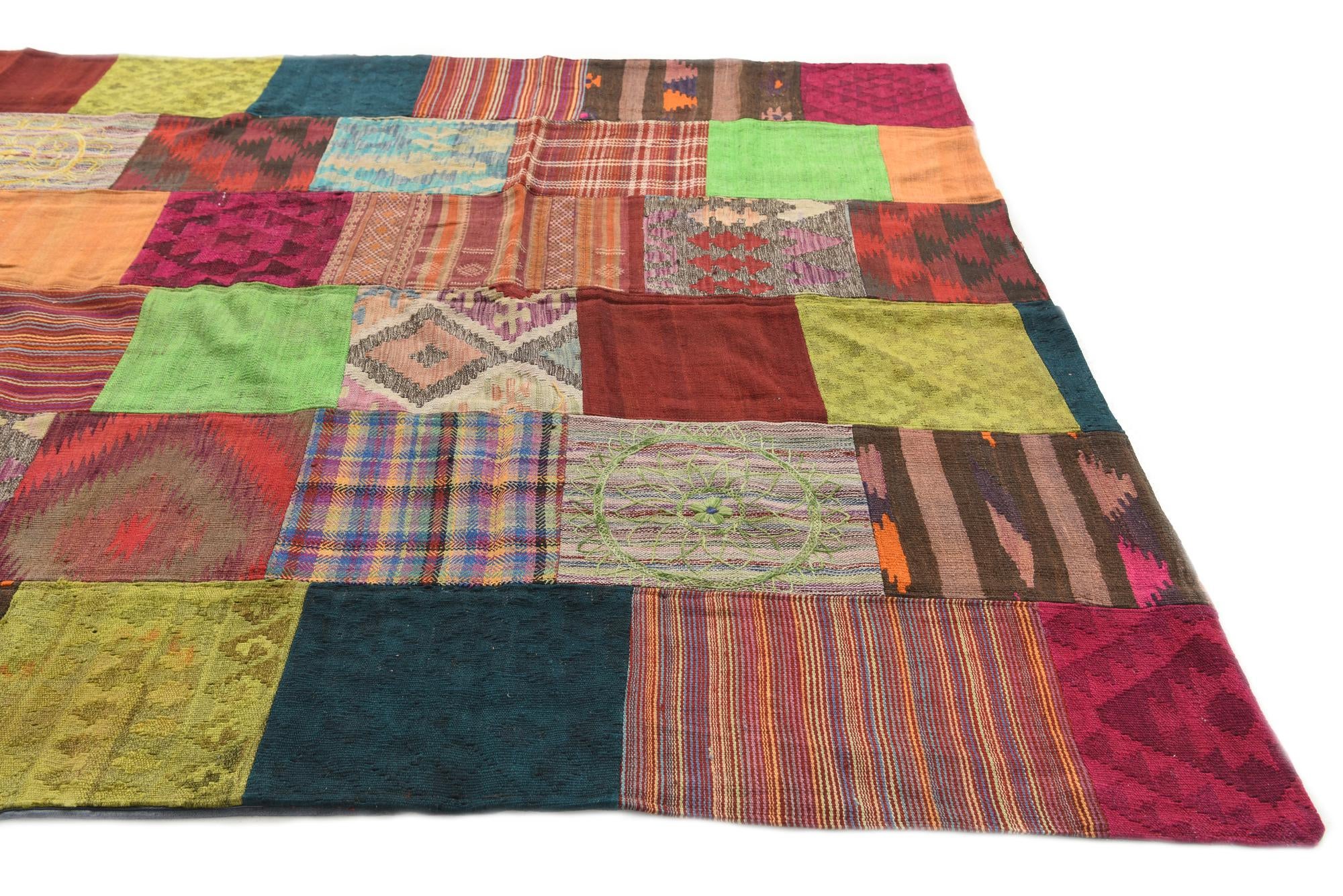 6' 7 x 9' 8 Hand Woven Kilim Patchwork Wool Rug