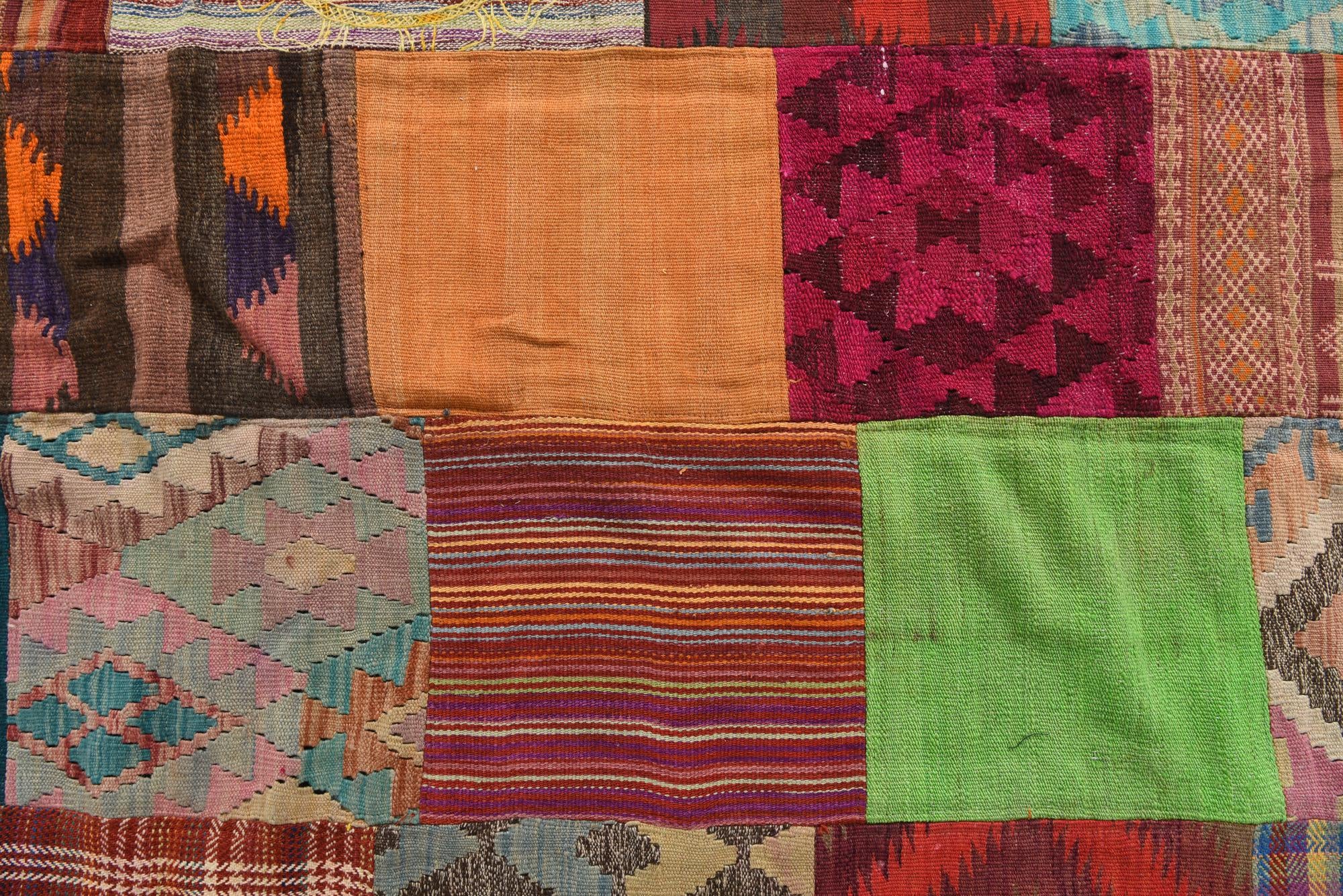 6' 7 x 9' 8 Hand Woven Kilim Patchwork Wool Rug