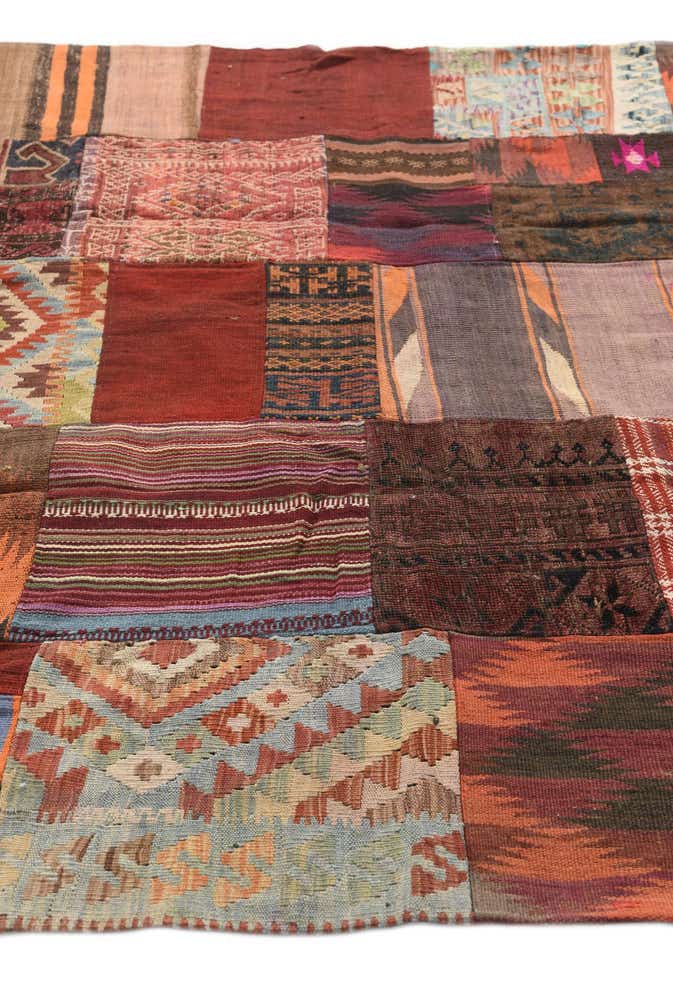 5' 6 x 7' 10 Hand Woven Kilim Patchwork Wool Rug