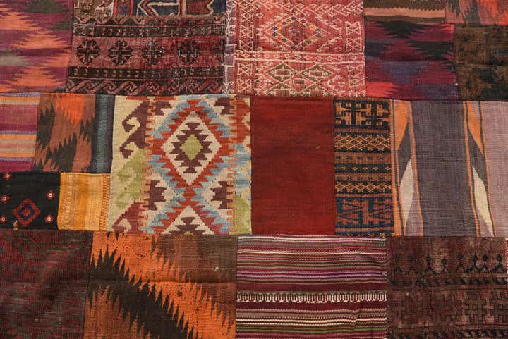 5' 6 x 7' 10 Hand Woven Kilim Patchwork Wool Rug