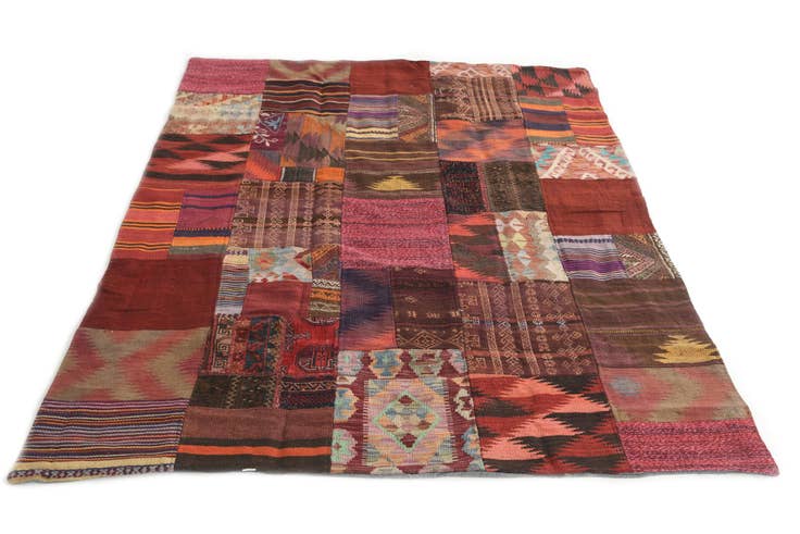 Detail image of 5' x 6' 9 Hand Woven Kilim Patchwork Wool Rug