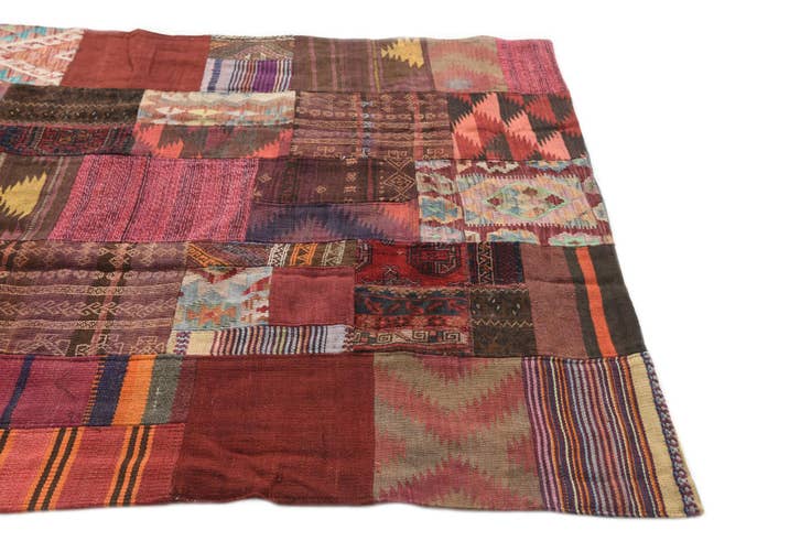 Detail image of 5' x 6' 9 Hand Woven Kilim Patchwork Wool Rug