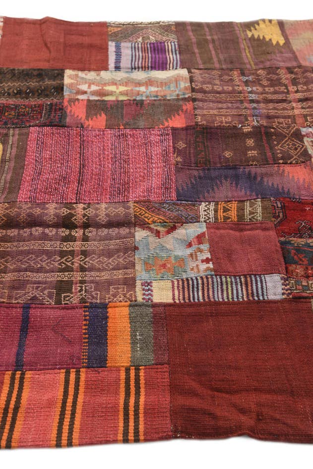 Detail image of 5' x 6' 9 Hand Woven Kilim Patchwork Wool Rug