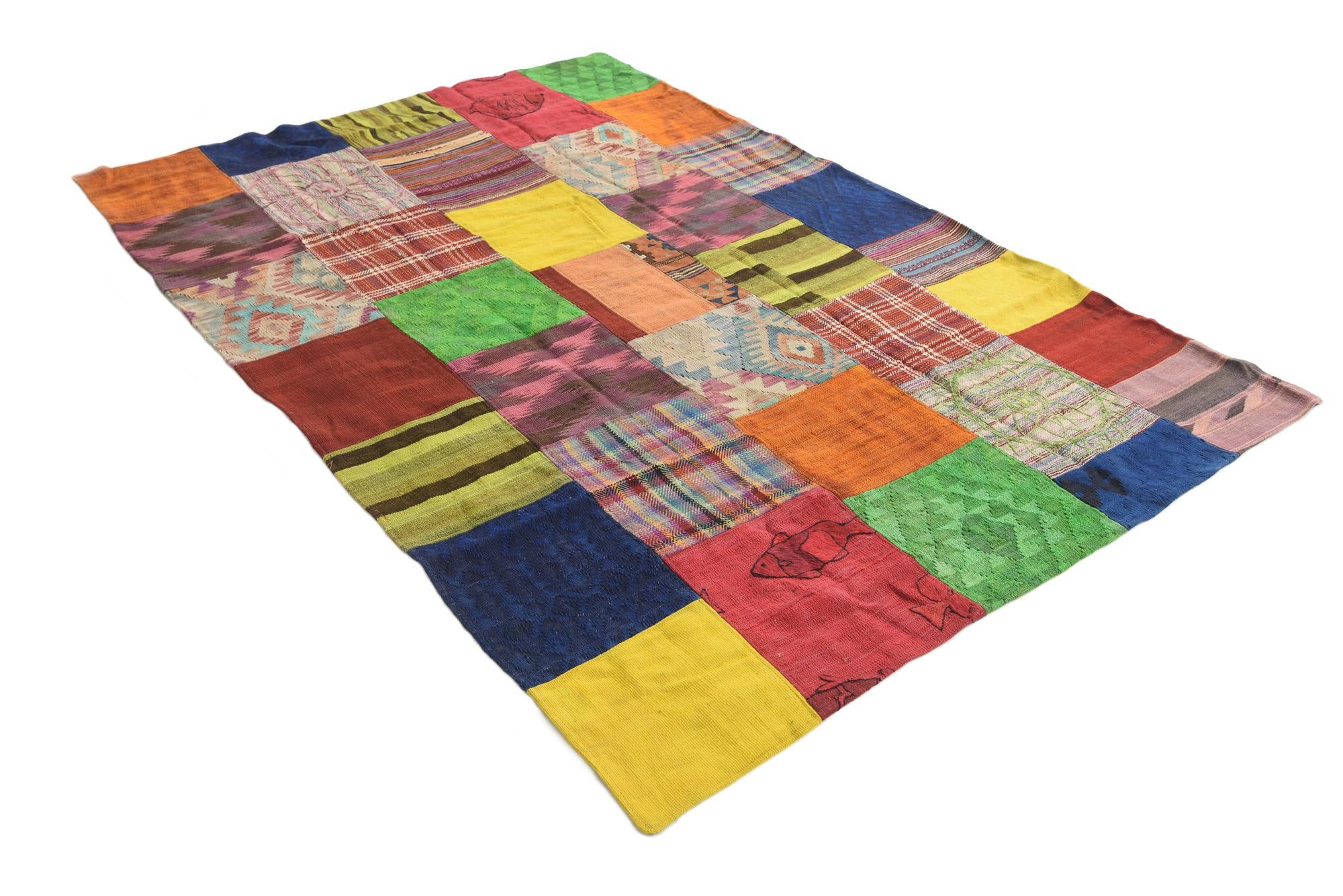 5' 6 x 7' 10 Hand Woven Kilim Patchwork Wool Rug
