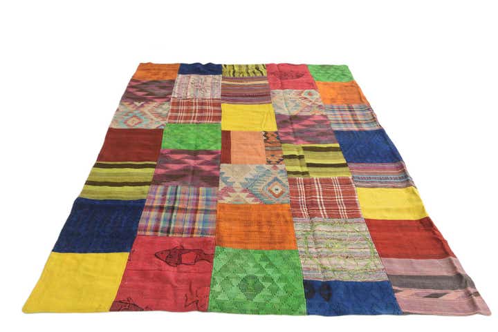 5' 6 x 7' 10 Hand Woven Kilim Patchwork Wool Rug