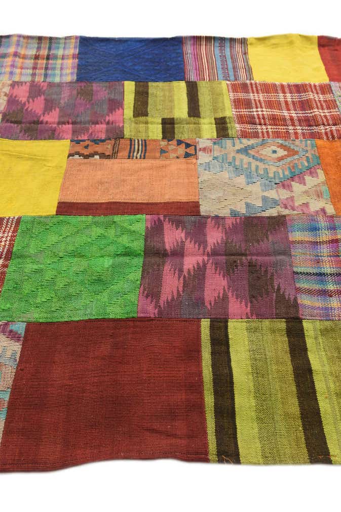 5' 6 x 7' 10 Hand Woven Kilim Patchwork Wool Rug