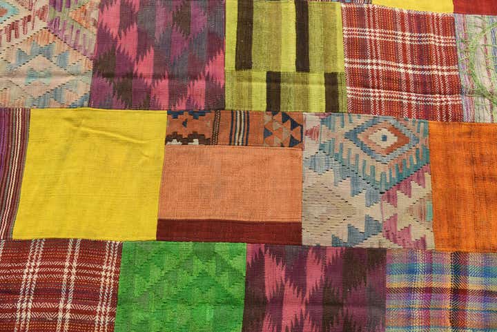 5' 6 x 7' 10 Hand Woven Kilim Patchwork Wool Rug