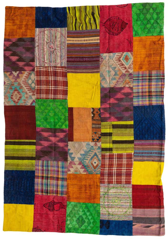 5' 6 x 7' 10 Hand Woven Kilim Patchwork Wool Rug