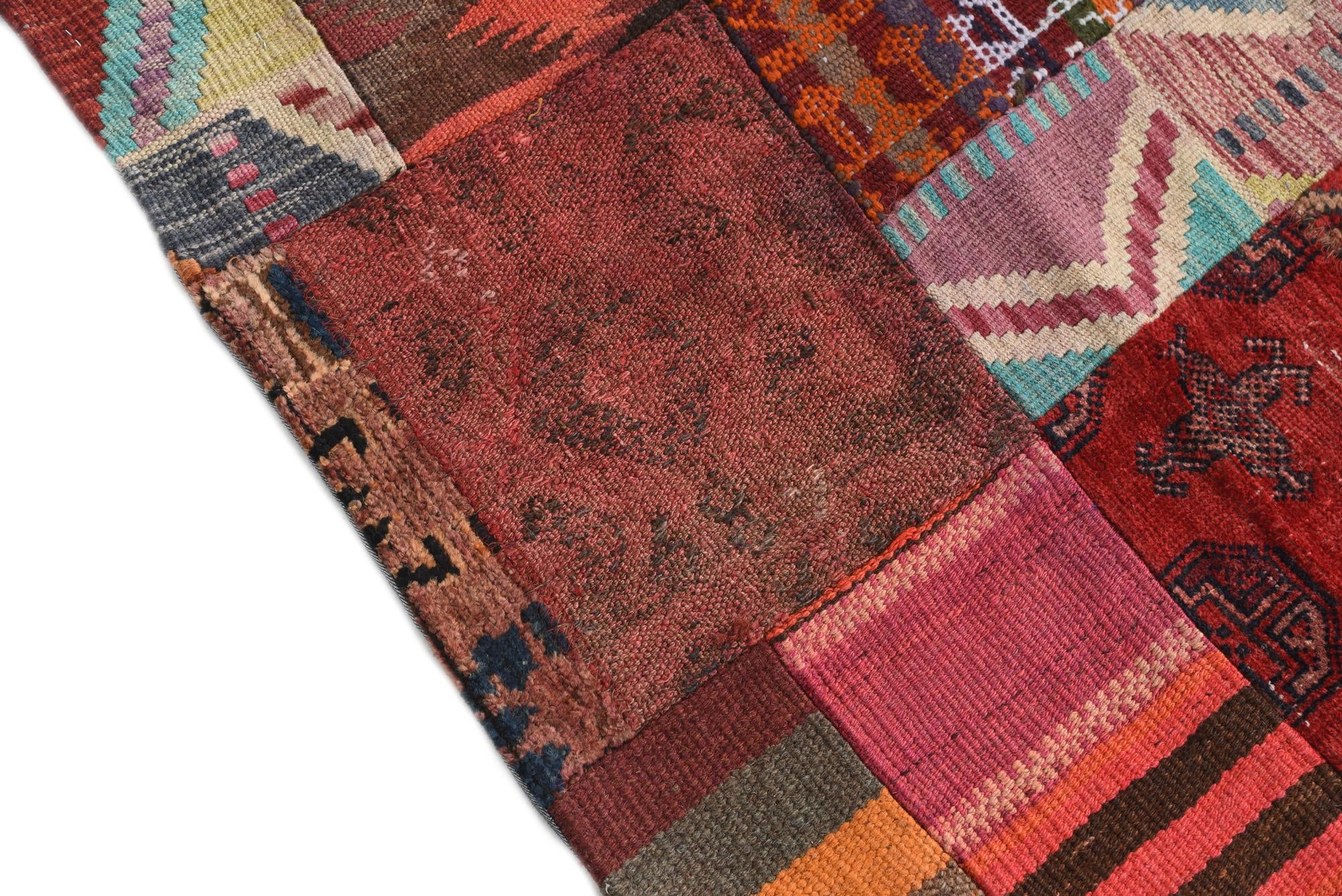 4' 10 x 6' 7 Hand Woven Kilim Patchwork Wool Rug