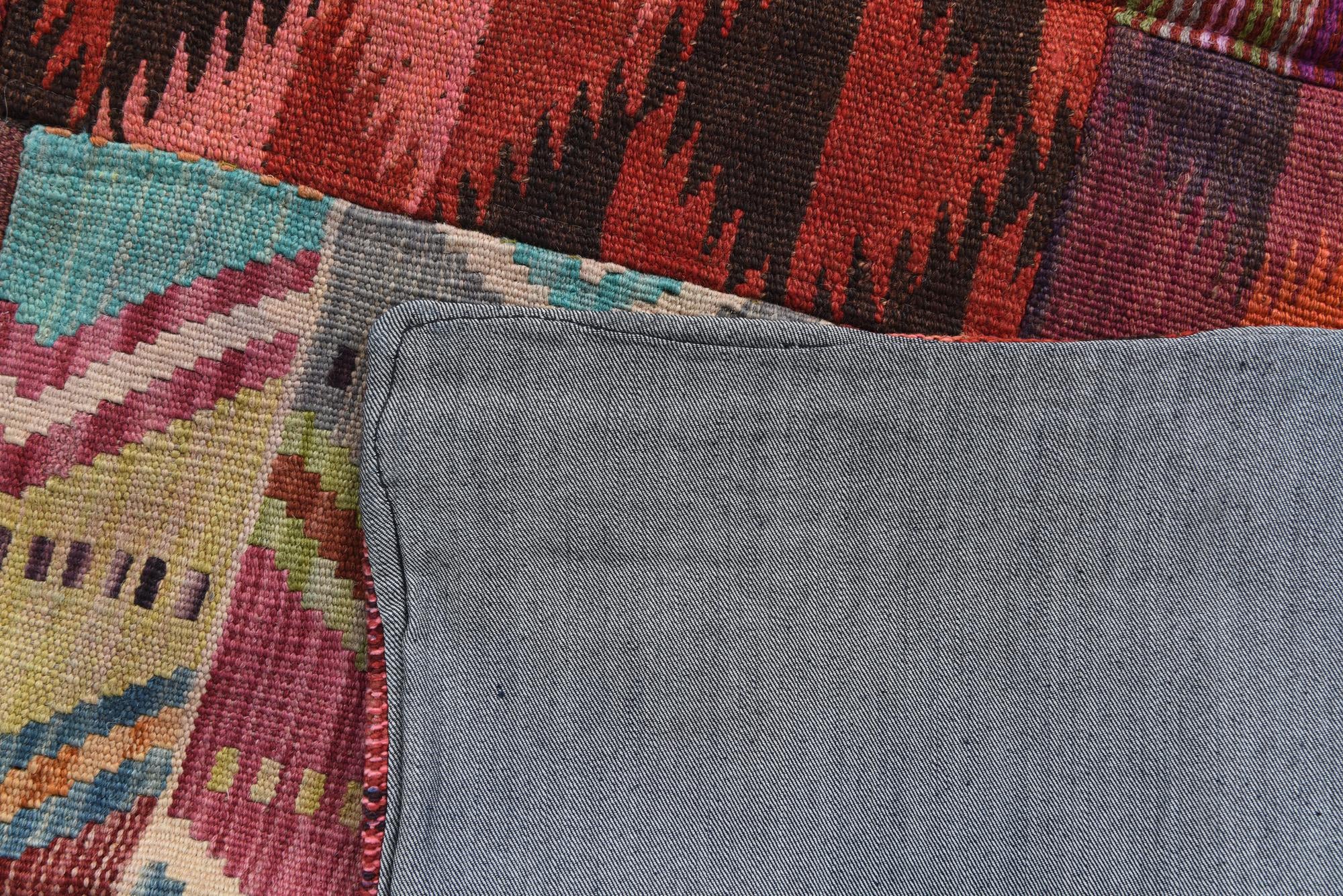4' 10 x 6' 7 Hand Woven Kilim Patchwork Wool Rug