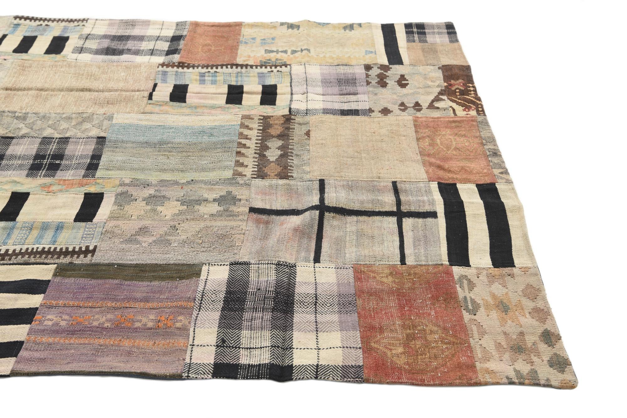 5' 4 x 8' 1 Hand Woven Kilim Patchwork Wool Rug