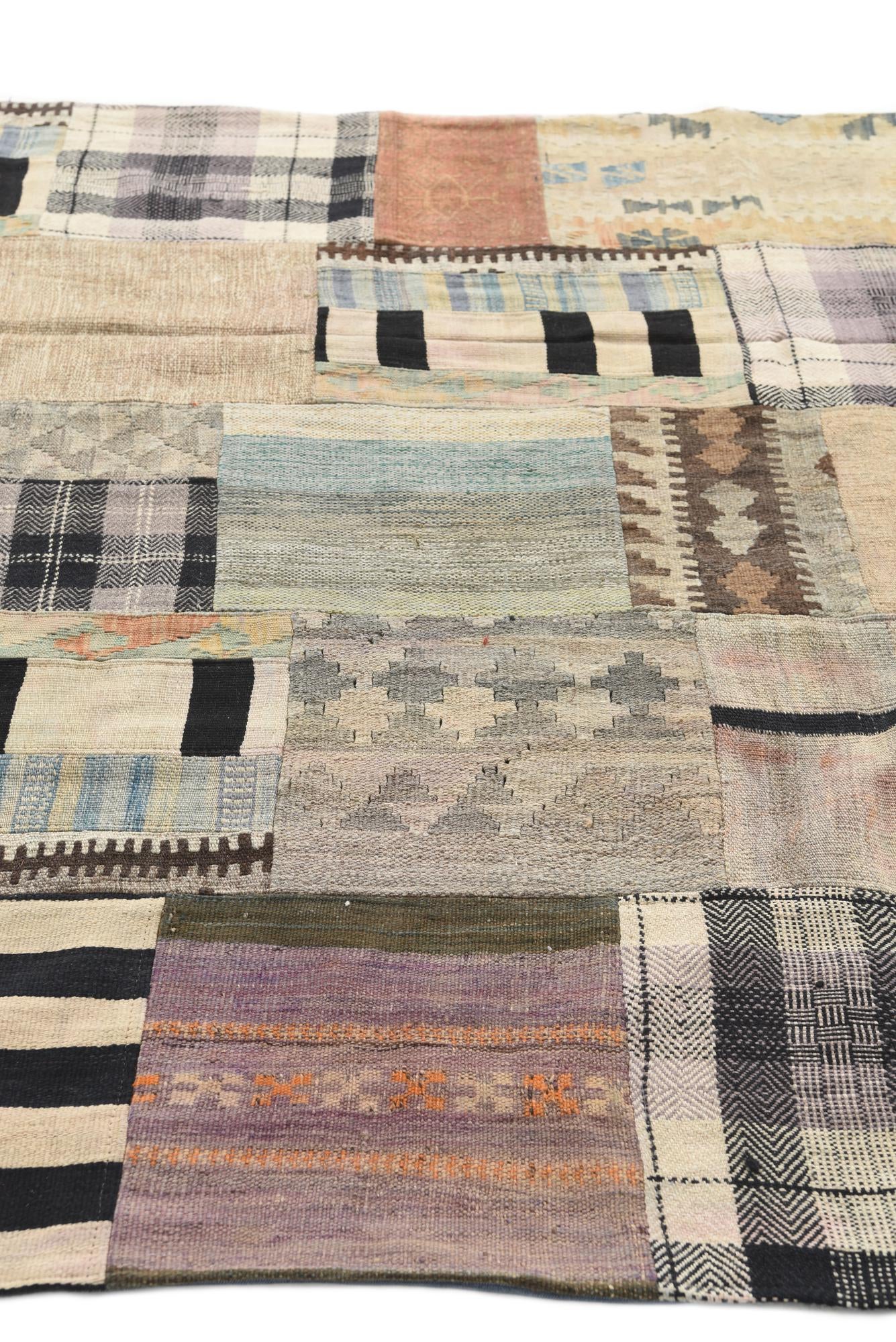 5' 4 x 8' 1 Hand Woven Kilim Patchwork Wool Rug