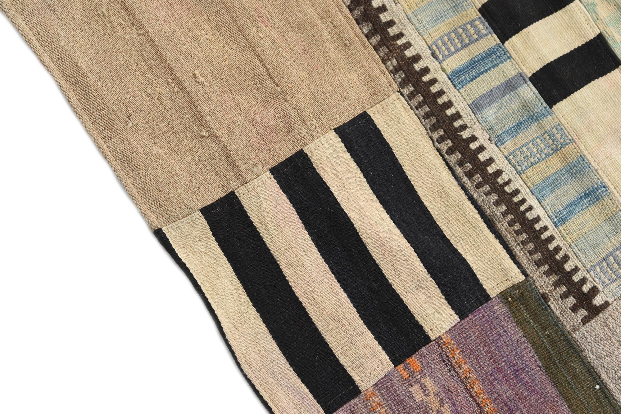 5' 4 x 8' 1 Hand Woven Kilim Patchwork Wool Rug