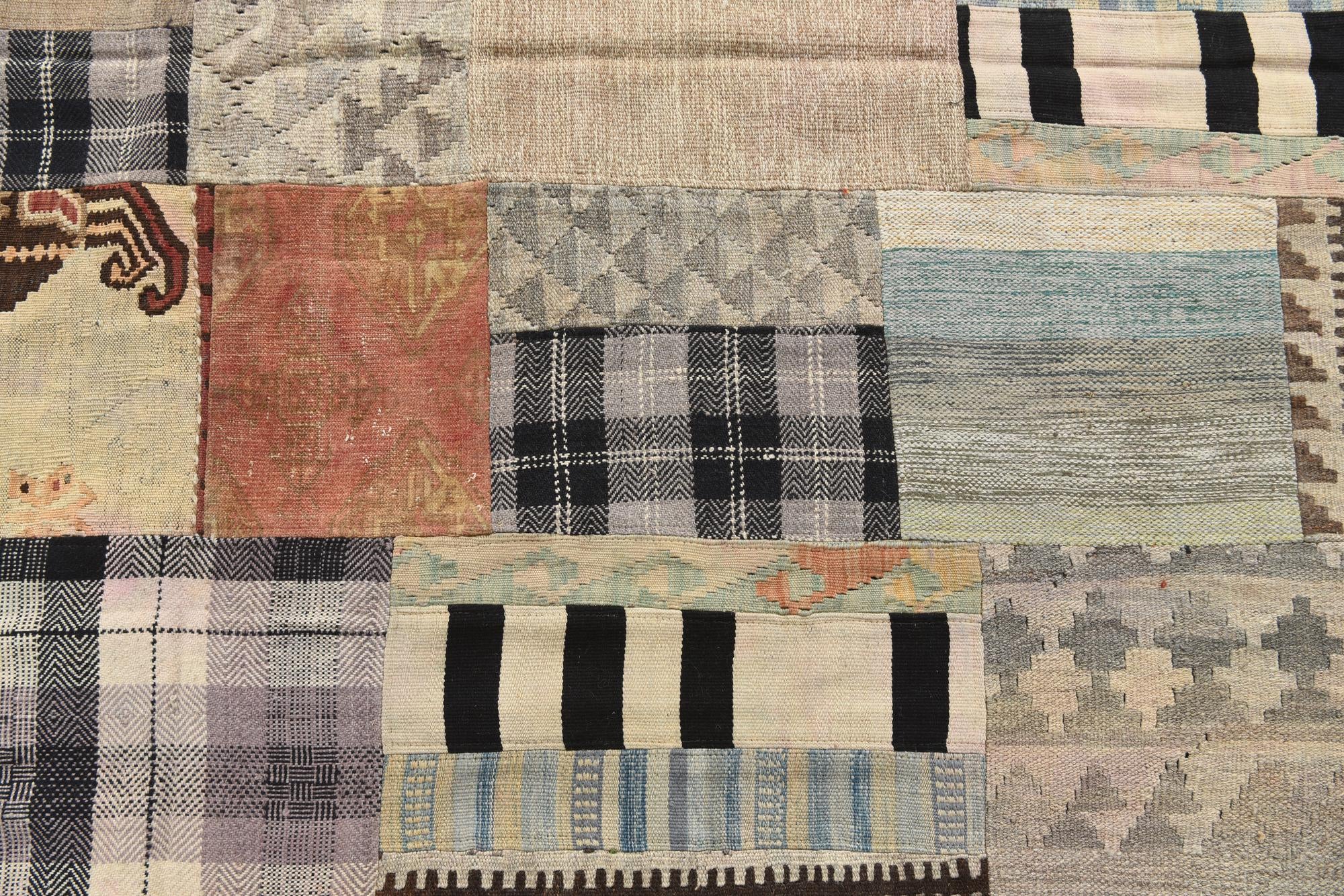 5' 4 x 8' 1 Hand Woven Kilim Patchwork Wool Rug