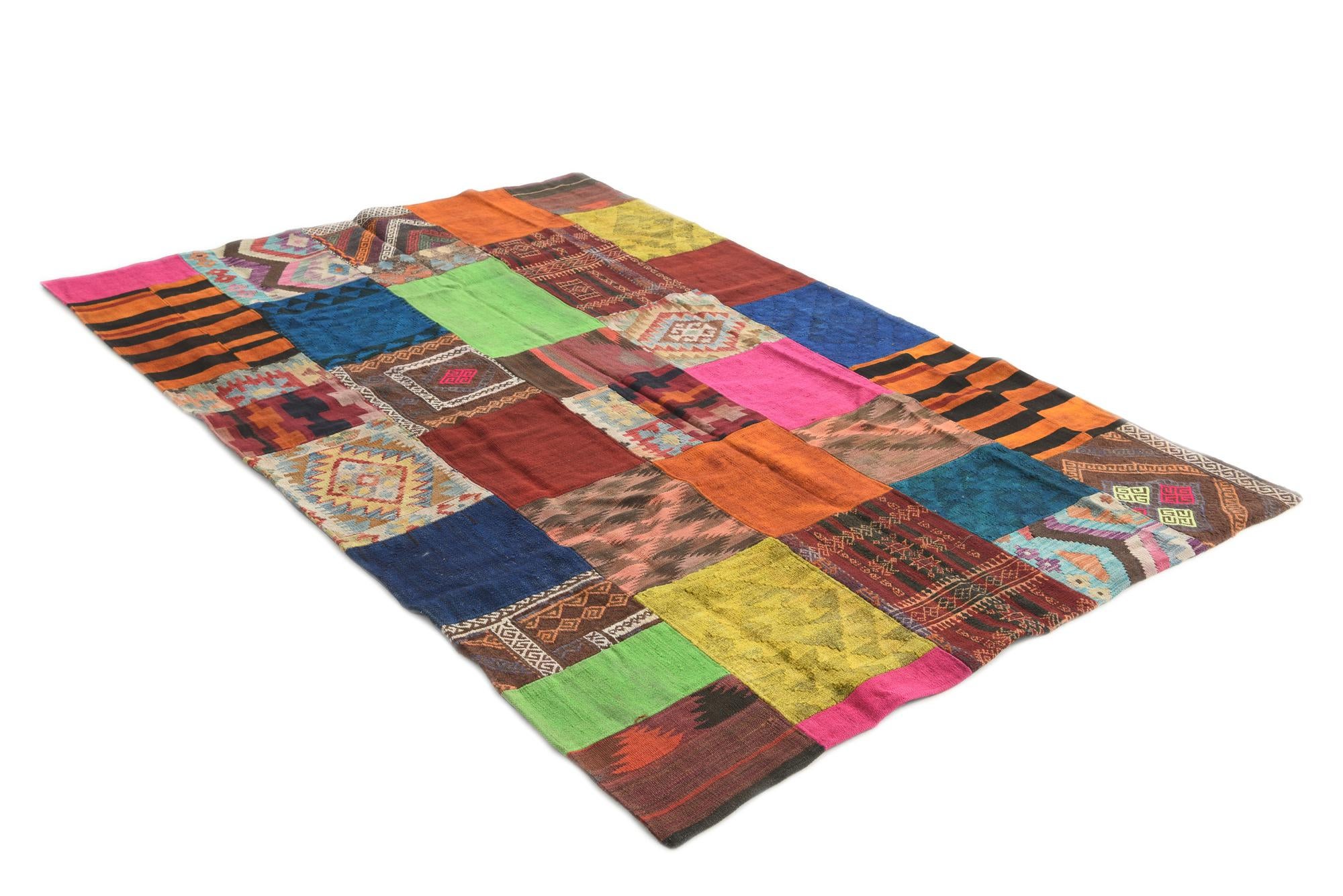 5' 6 x 7' 10 Hand Woven Kilim Patchwork Wool Rug