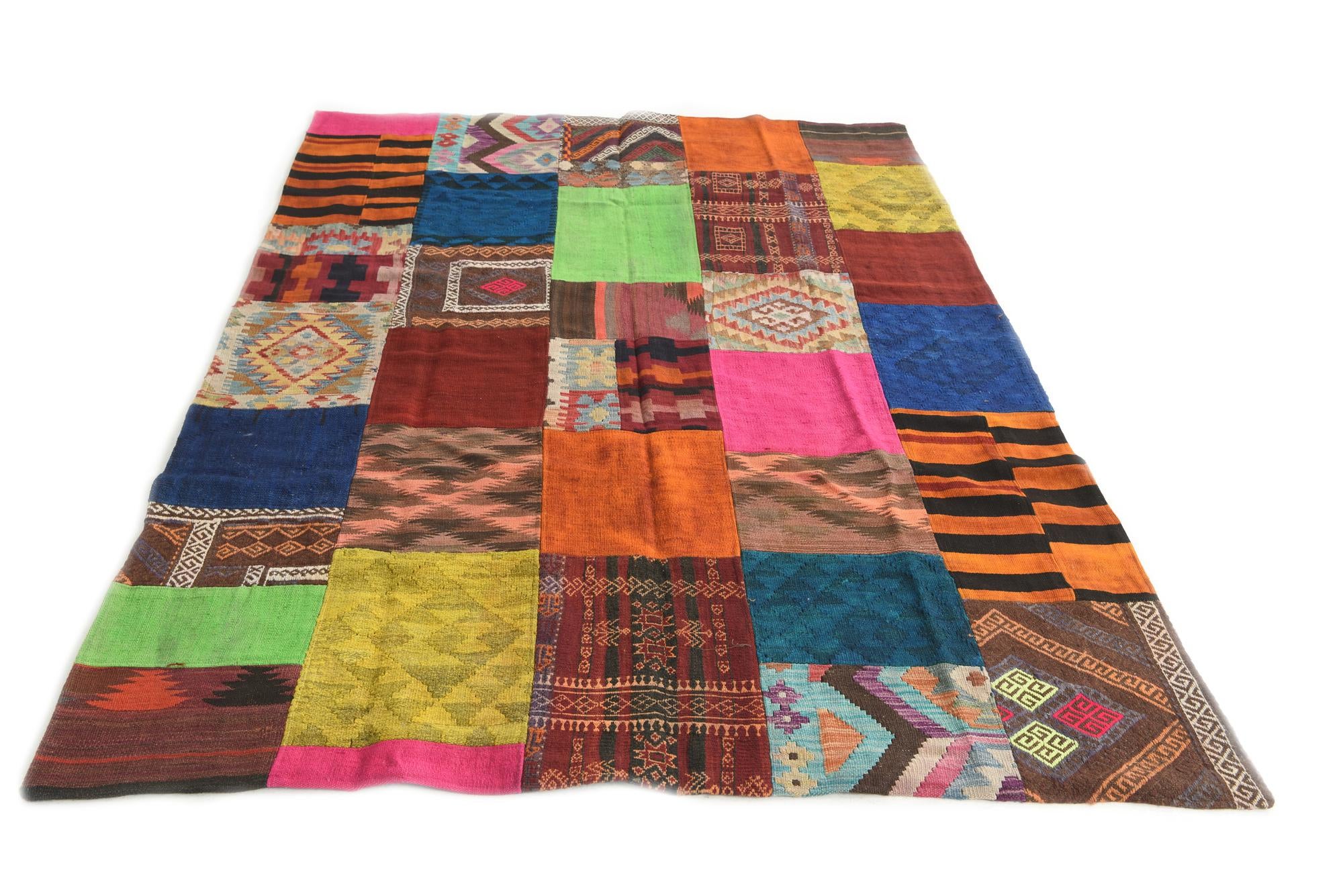 5' 6 x 7' 10 Hand Woven Kilim Patchwork Wool Rug