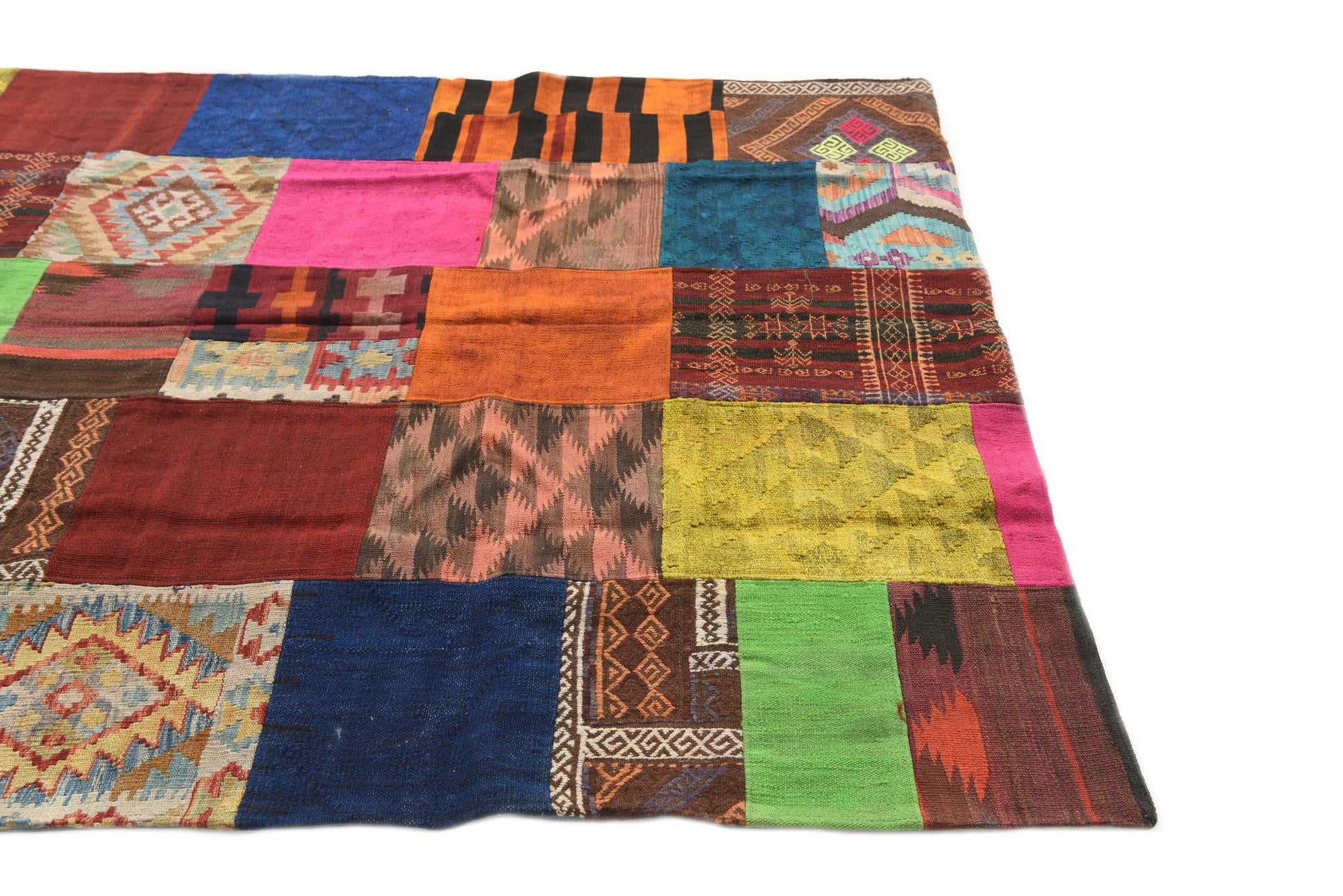 5' 6 x 7' 10 Hand Woven Kilim Patchwork Wool Rug