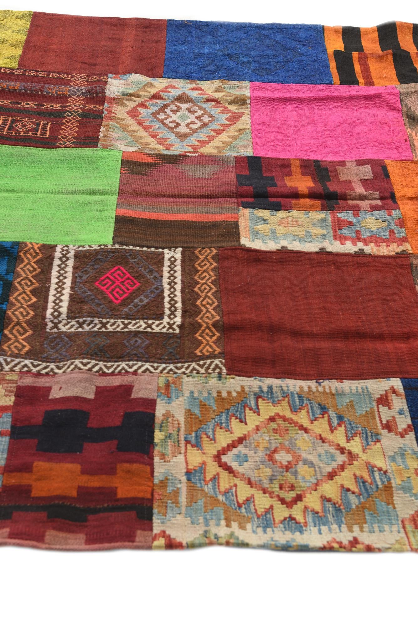 5' 6 x 7' 10 Hand Woven Kilim Patchwork Wool Rug
