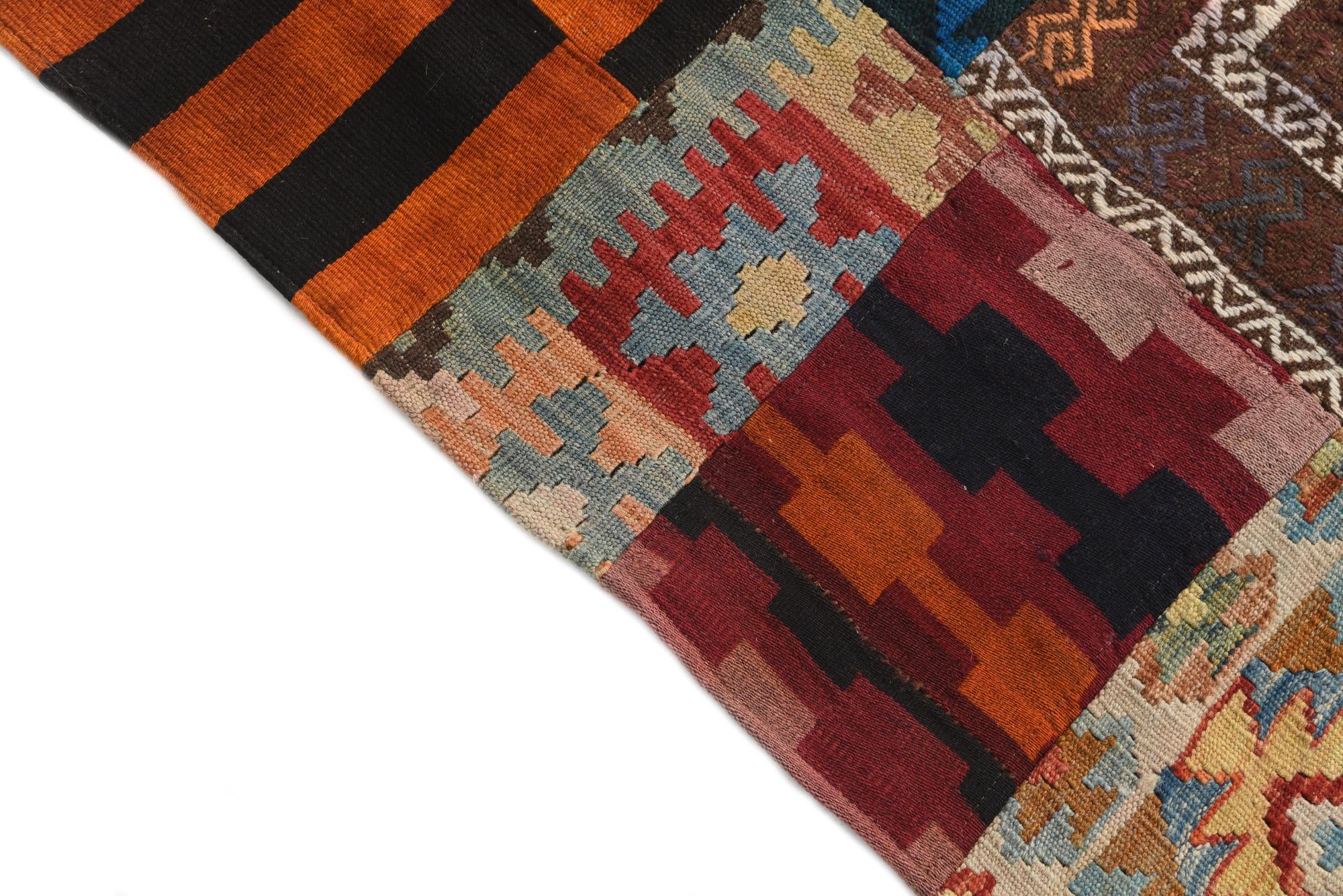 5' 6 x 7' 10 Hand Woven Kilim Patchwork Wool Rug