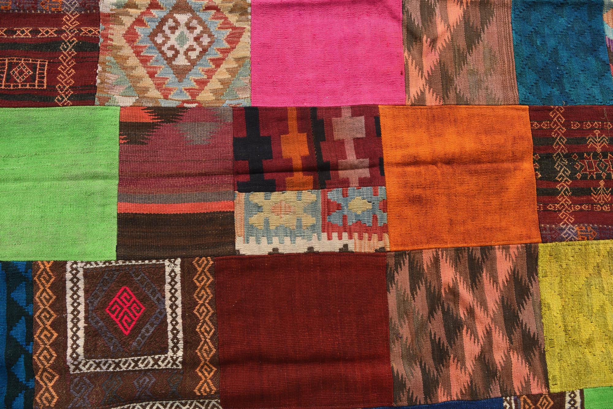5' 6 x 7' 10 Hand Woven Kilim Patchwork Wool Rug