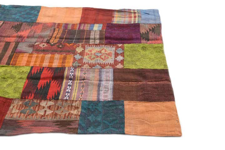 4' x 5' 8 Hand Woven Kilim Patchwork Wool Rug