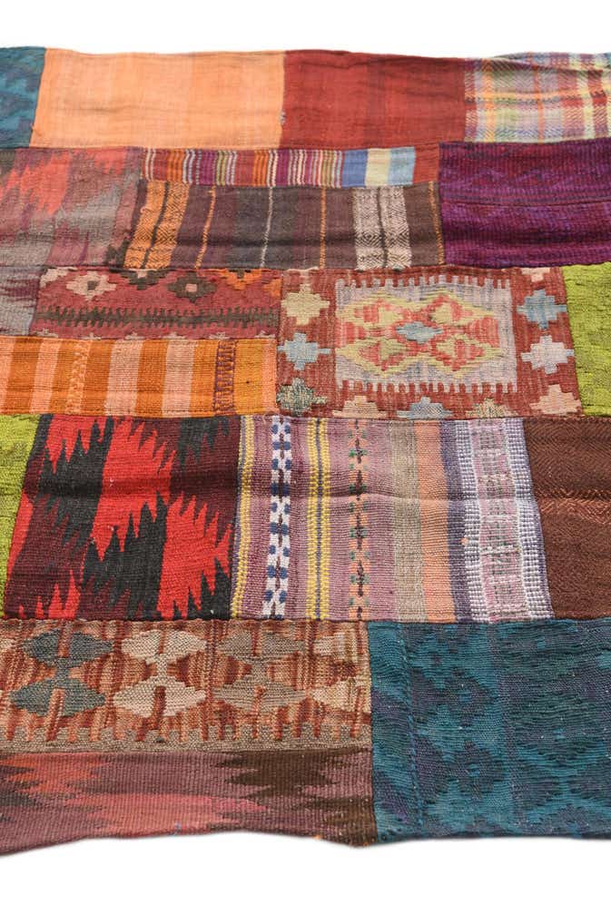 4' x 5' 8 Hand Woven Kilim Patchwork Wool Rug