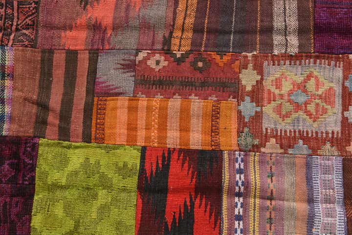 4' x 5' 8 Hand Woven Kilim Patchwork Wool Rug