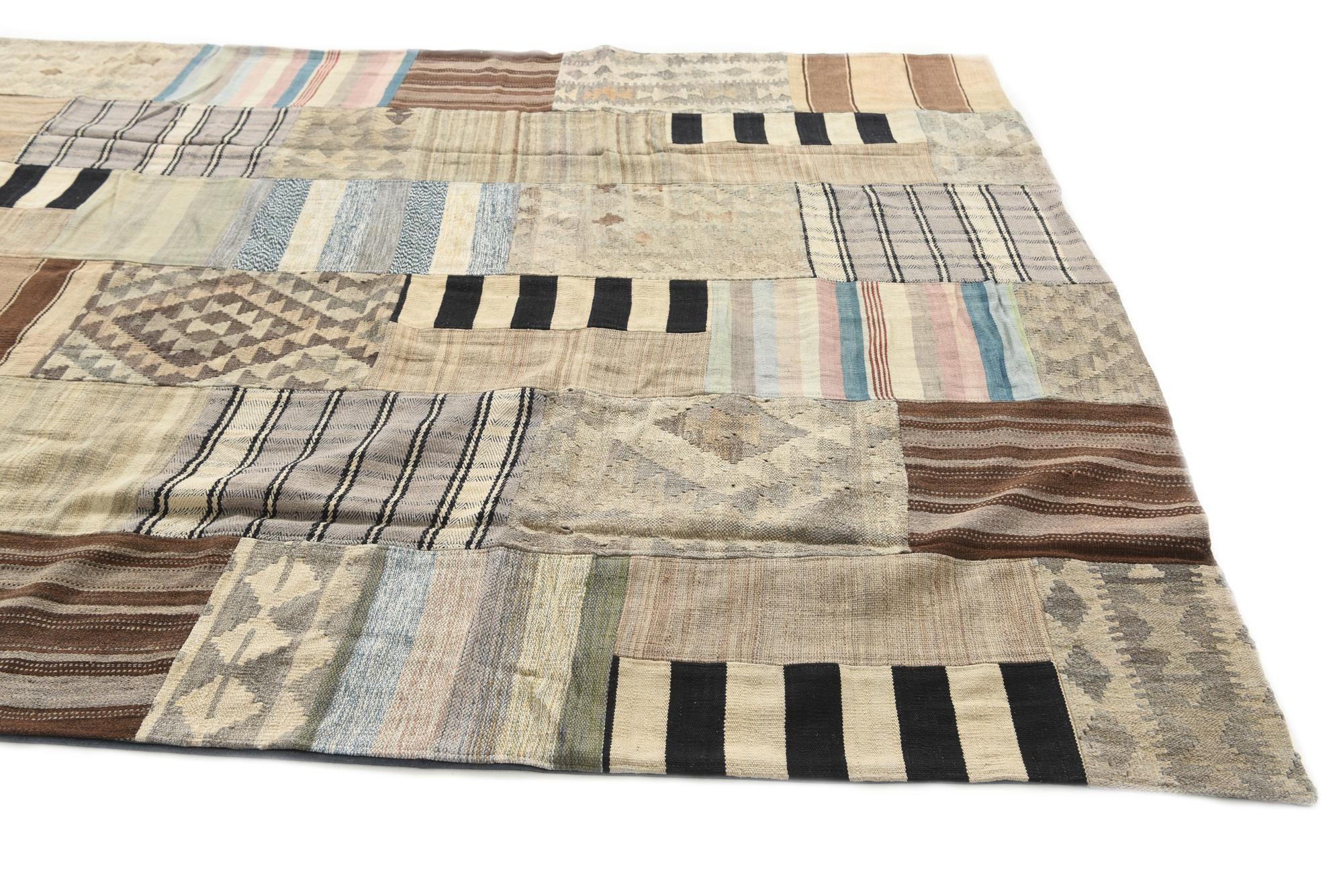 6' 6 x 9' 7 Hand Woven Kilim Patchwork Wool Rug