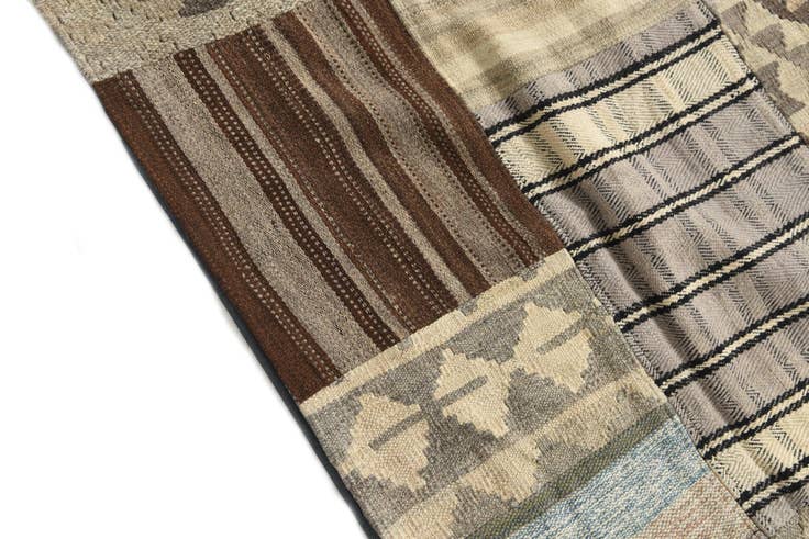 Detail image of 6' 6 x 9' 7 Hand Woven Kilim Patchwork Wool Rug